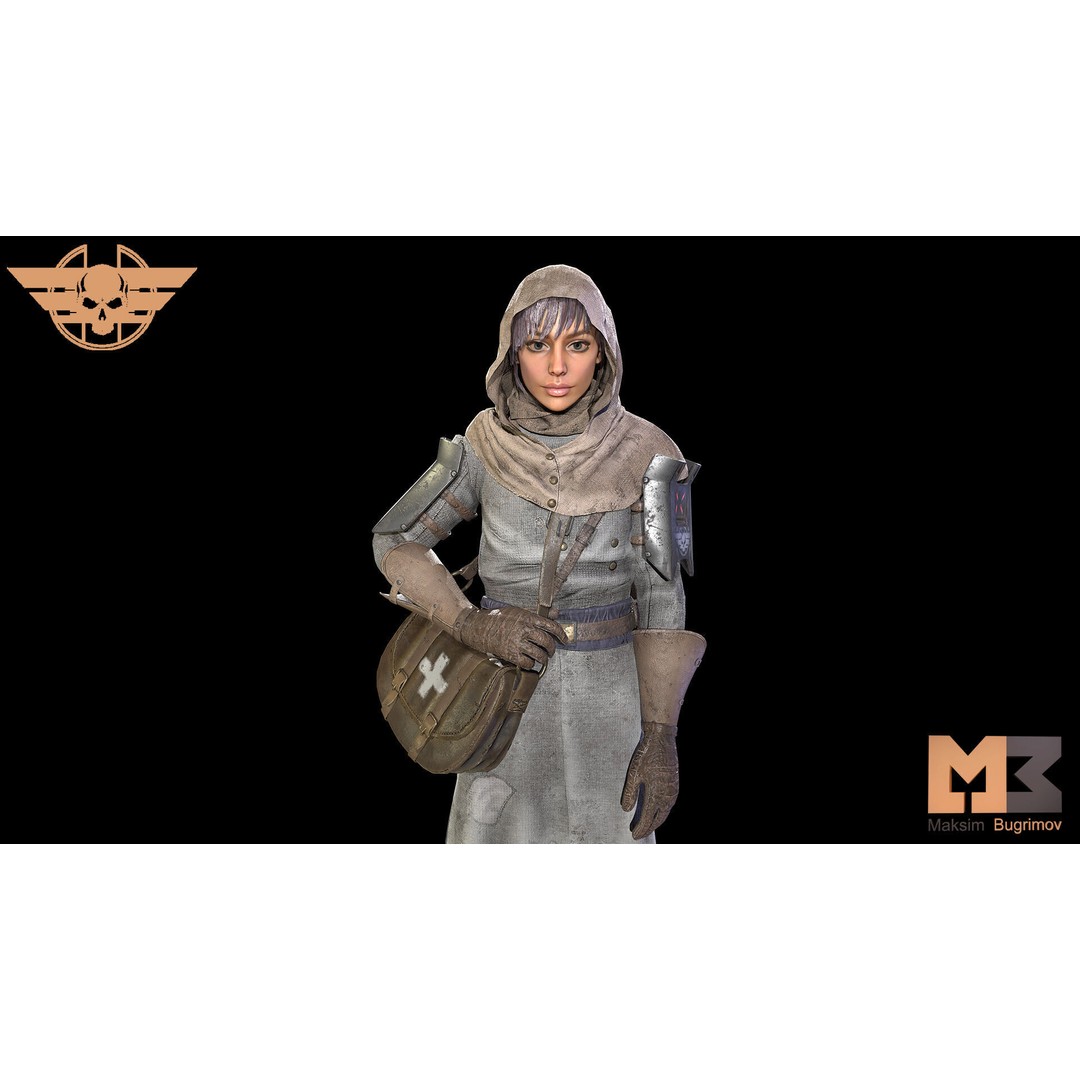 Medic Dystopia 3D Model – Low Poly Game Character, FBX, PBR Textures - View 13
