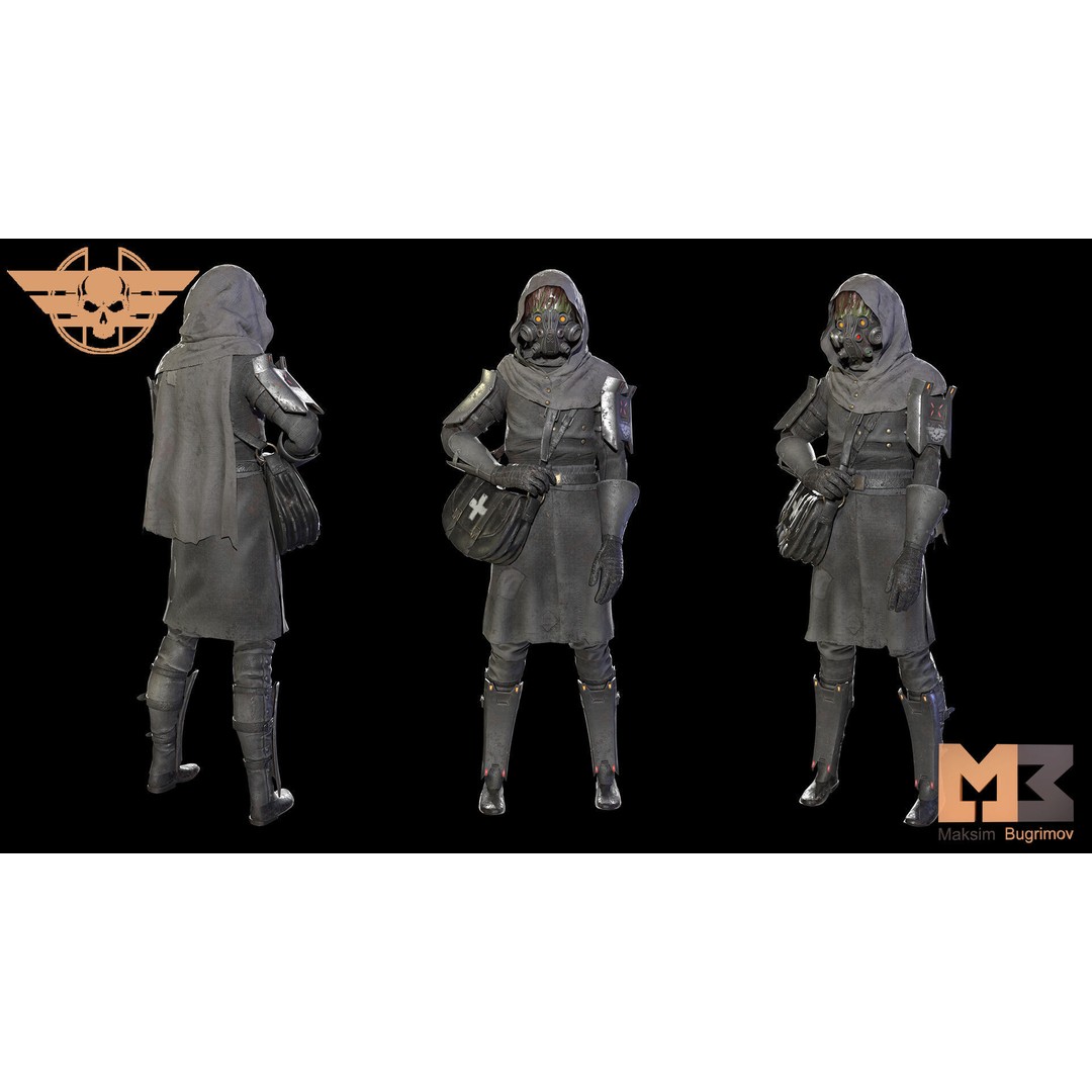 Medic Dystopia 3D Model – Low Poly Game Character, FBX, PBR Textures - View 3