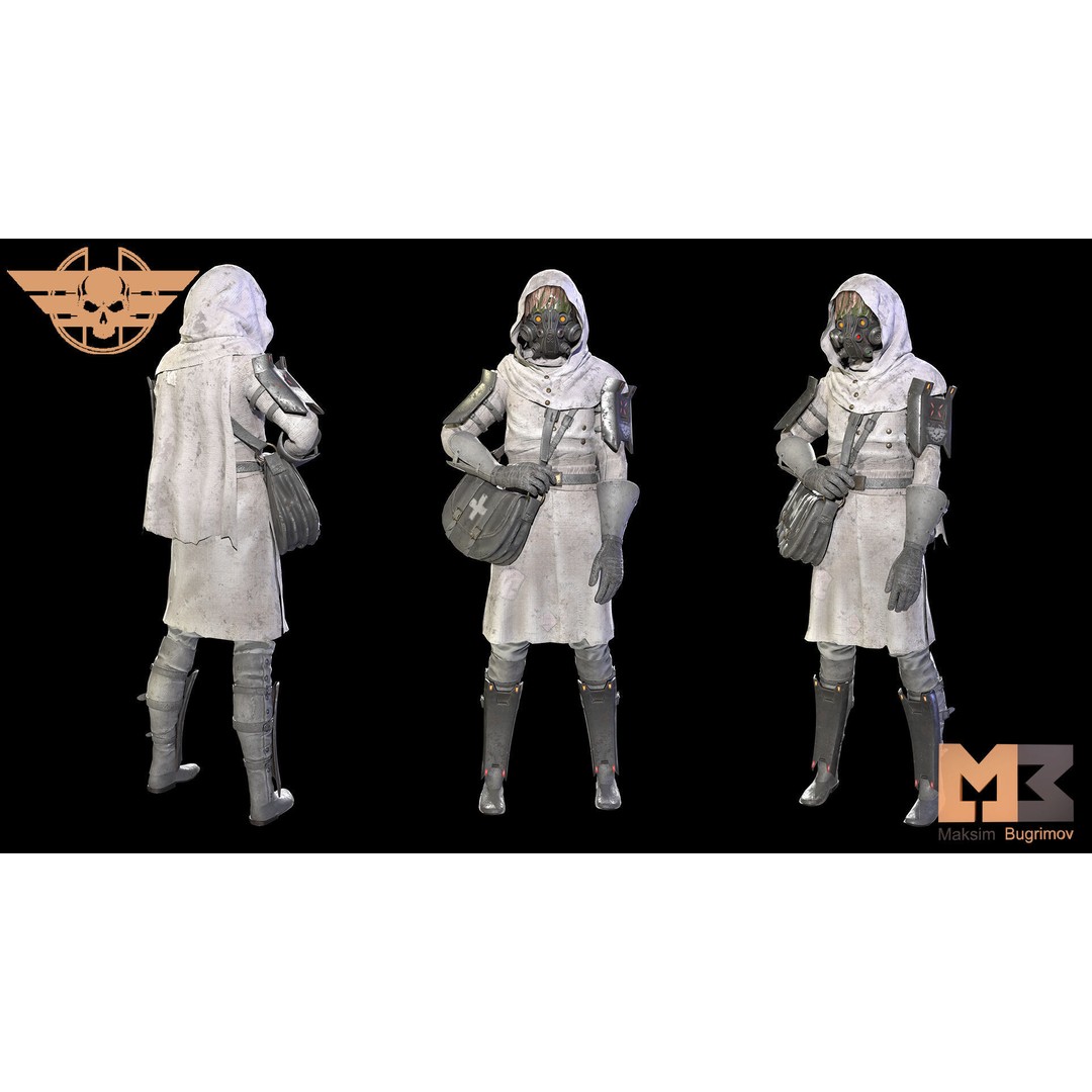 Medic Dystopia 3D Model – Low Poly Game Character, FBX, PBR Textures - View 5