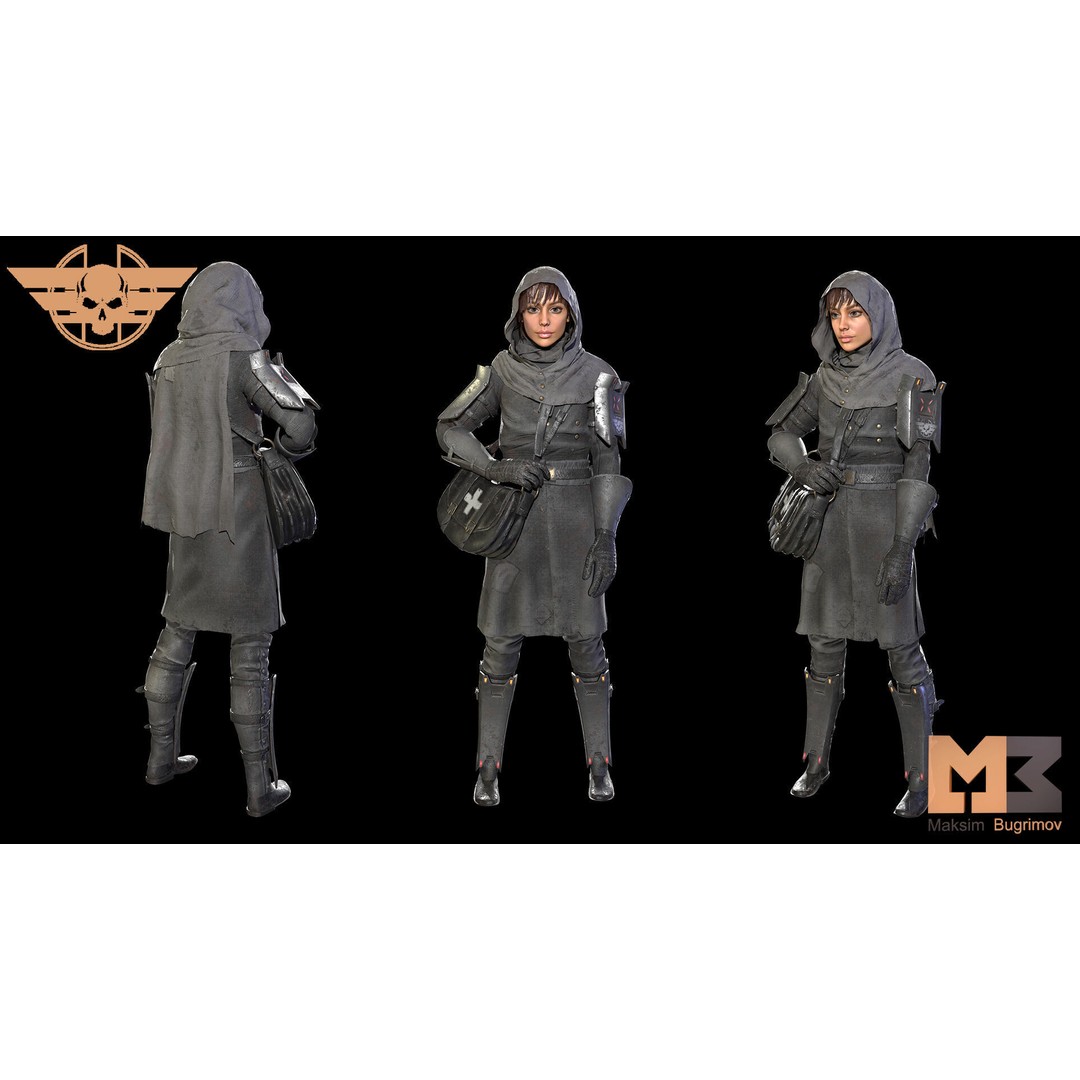 Medic Dystopia 3D Model – Low Poly Game Character, FBX, PBR Textures - View 6