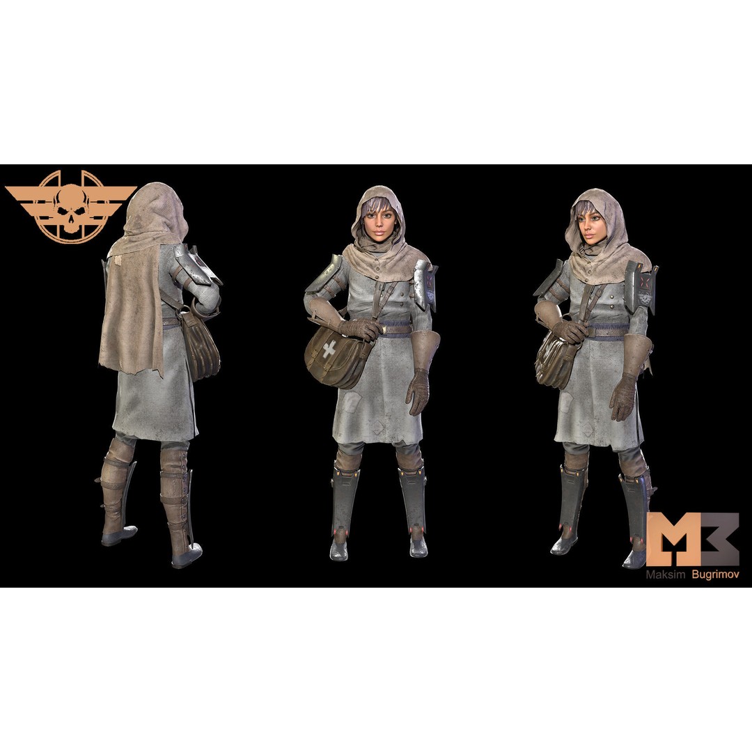 Medic Dystopia 3D Model – Low Poly Game Character, FBX, PBR Textures - View 7