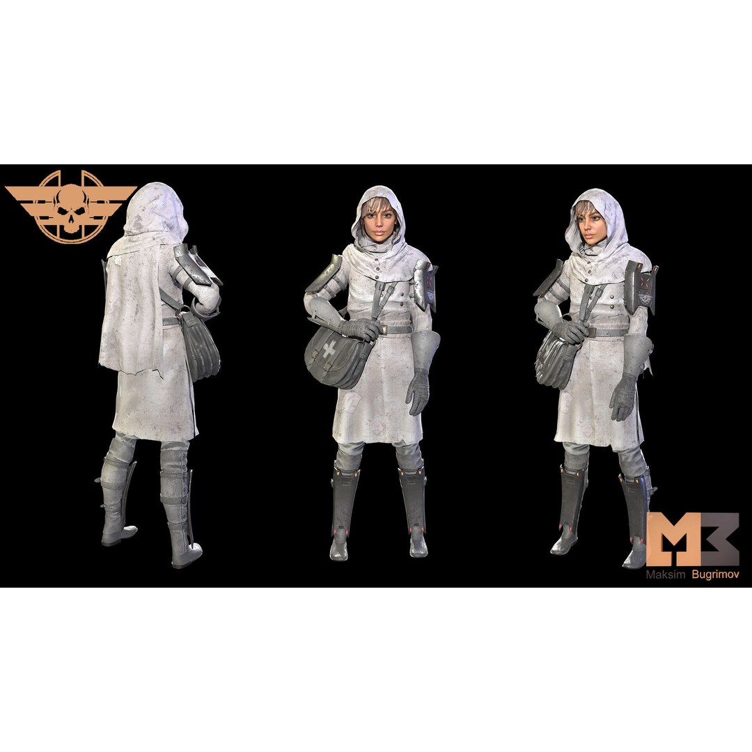 Medic Dystopia 3D Model – Low Poly Game Character, FBX, PBR Textures - View 8
