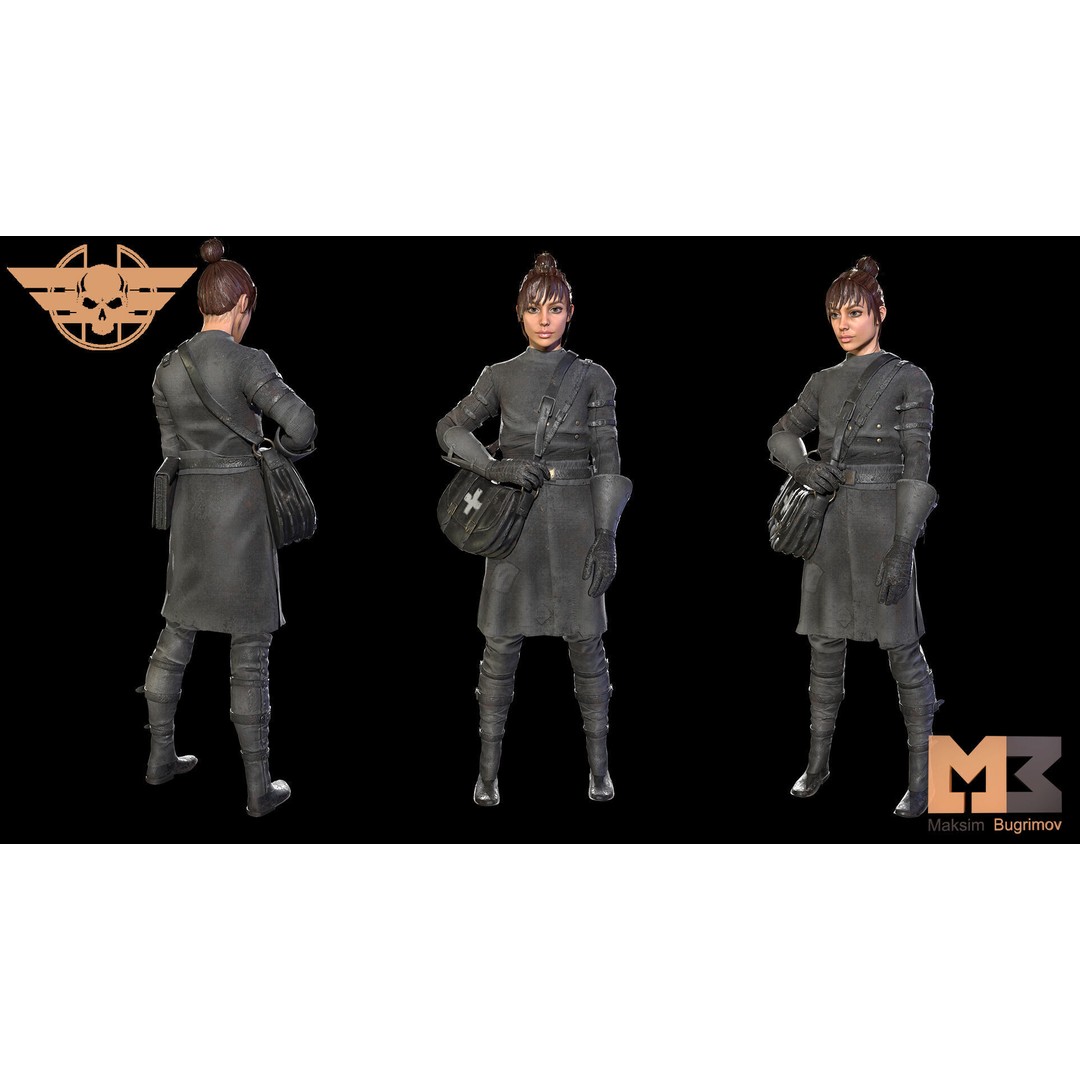 Medic Dystopia 3D Model – Low Poly Game Character, FBX, PBR Textures - View 9
