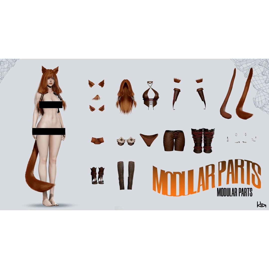 Feral Girl Roca 3D Model – Low Poly Game Ready Character, FBX & OBJ - View 10