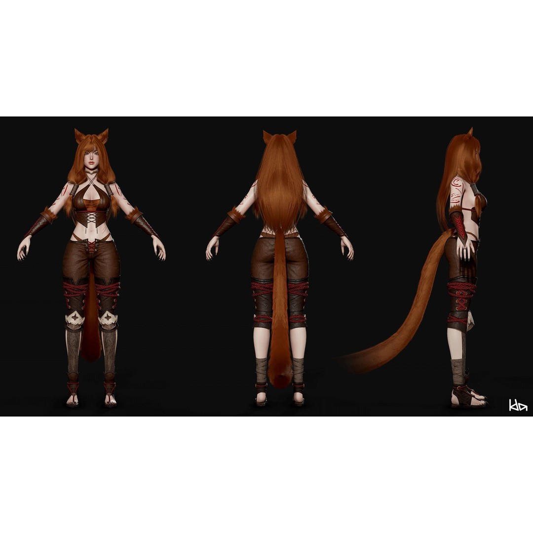 Feral Girl Roca 3D Model – Low Poly Game Ready Character, FBX & OBJ - View 18