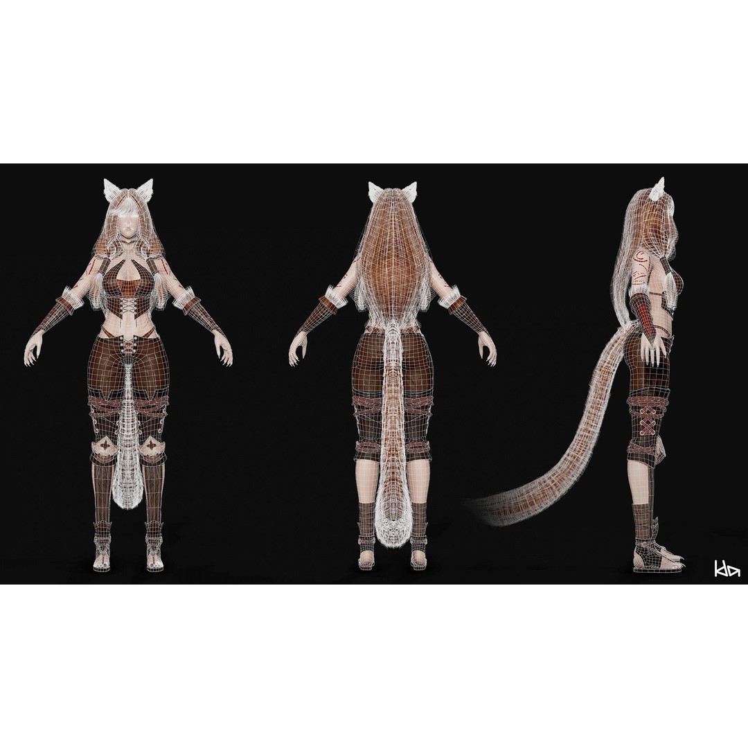 Feral Girl Roca 3D Model – Low Poly Game Ready Character, FBX & OBJ - View 19