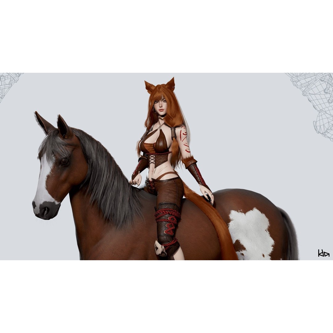 Feral Girl Roca 3D Model – Low Poly Game Ready Character, FBX & OBJ - View 4