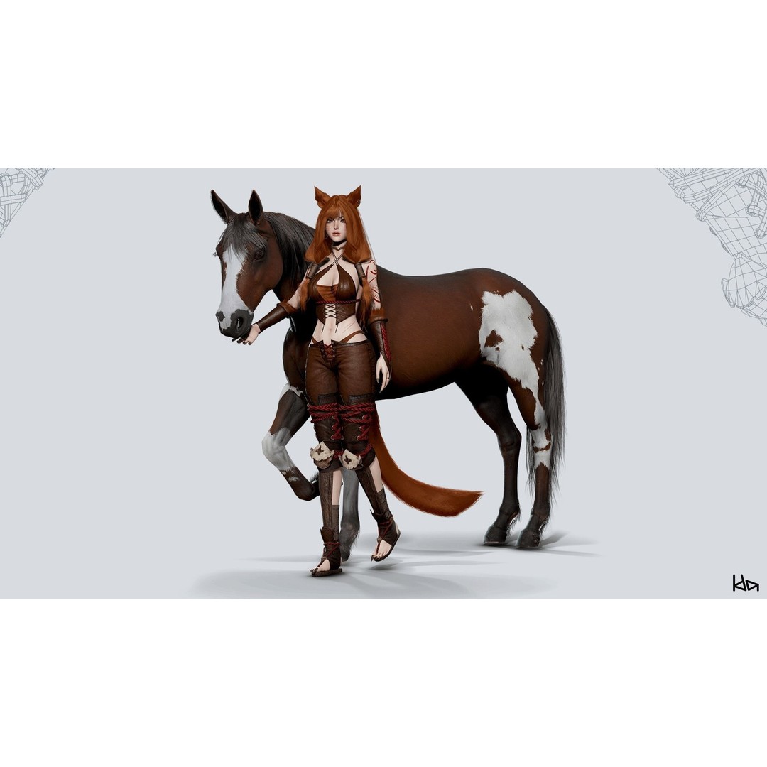 Feral Girl Roca 3D Model – Low Poly Game Ready Character, FBX & OBJ - View 5