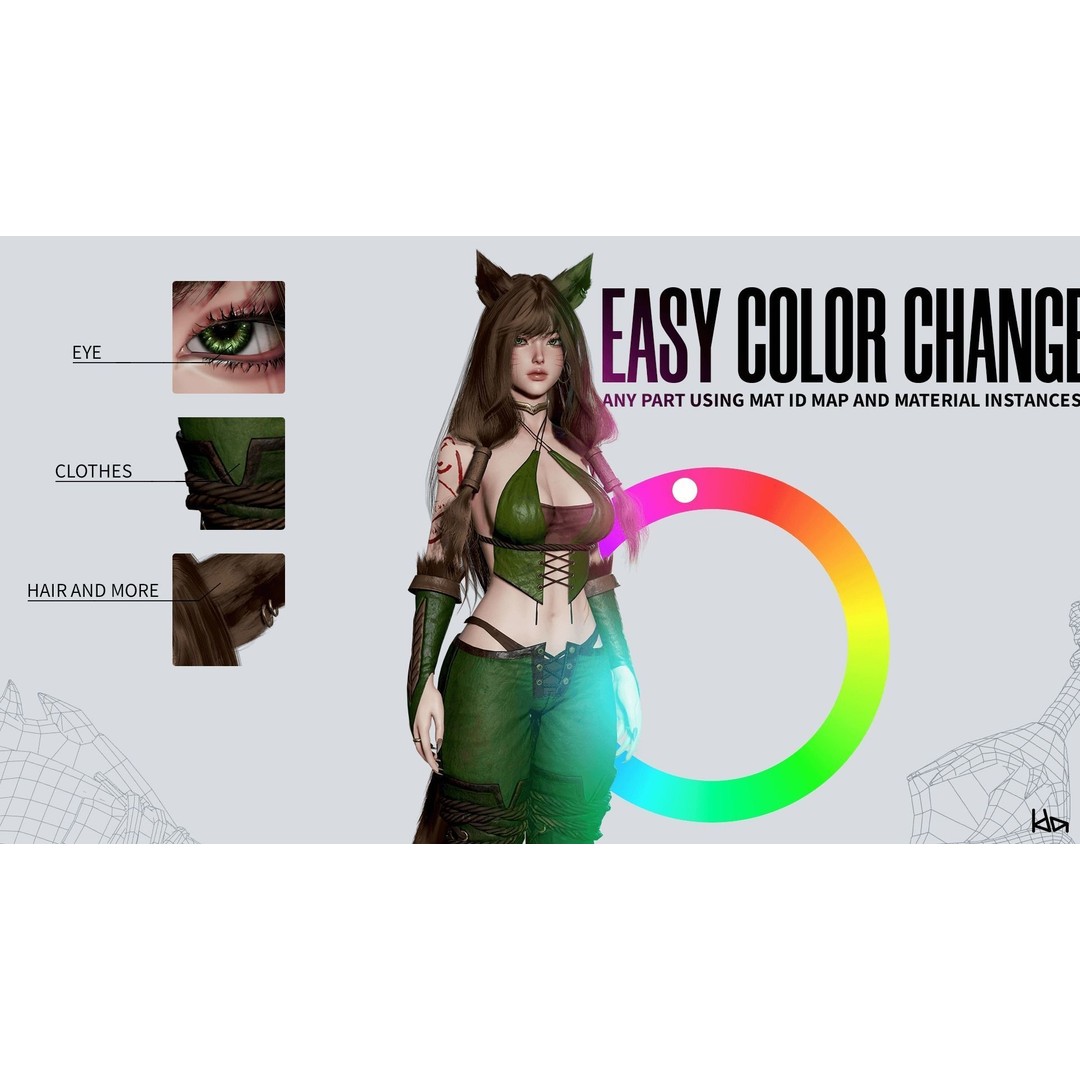 Feral Girl Roca 3D Model – Low Poly Game Ready Character, FBX & OBJ - View 7
