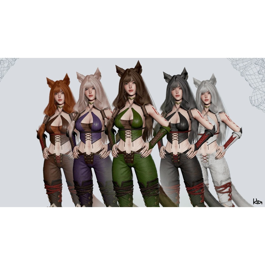 Feral Girl Roca 3D Model – Low Poly Game Ready Character, FBX & OBJ - View 8