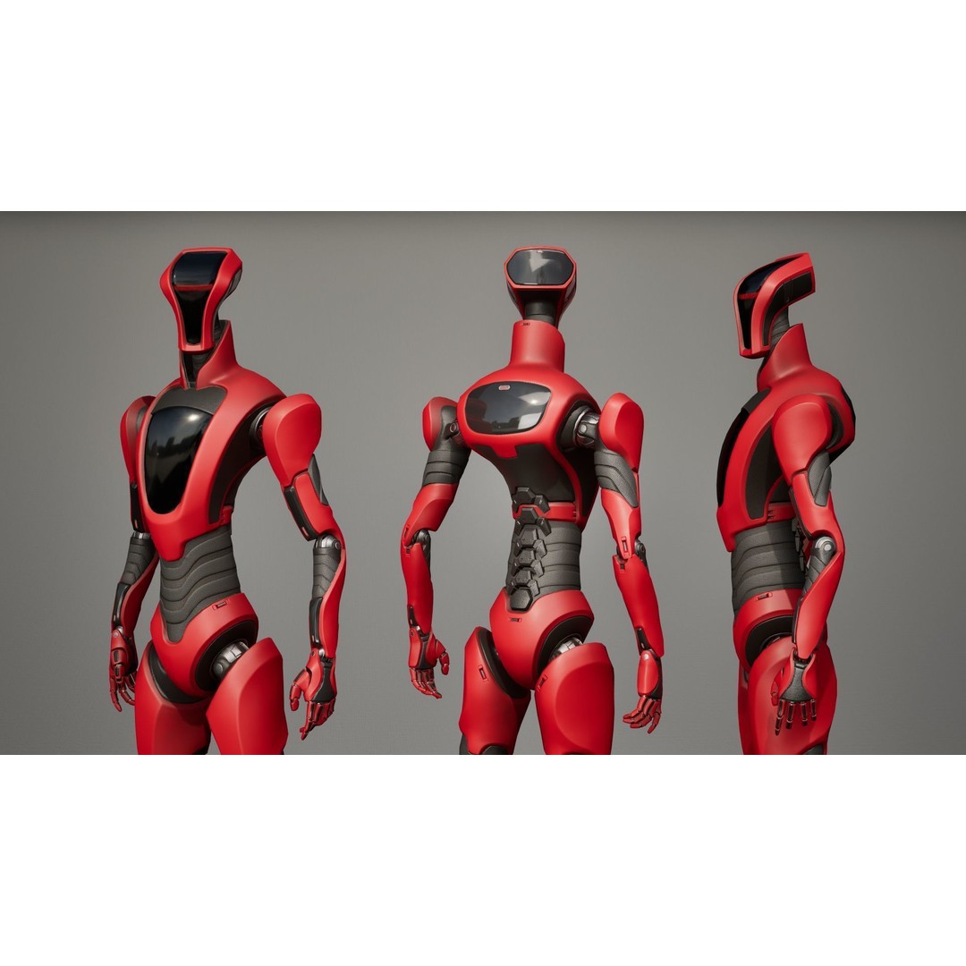 Robot 3D Model – Low Poly Sci-Fi Character, Rigged & PBR - View 10