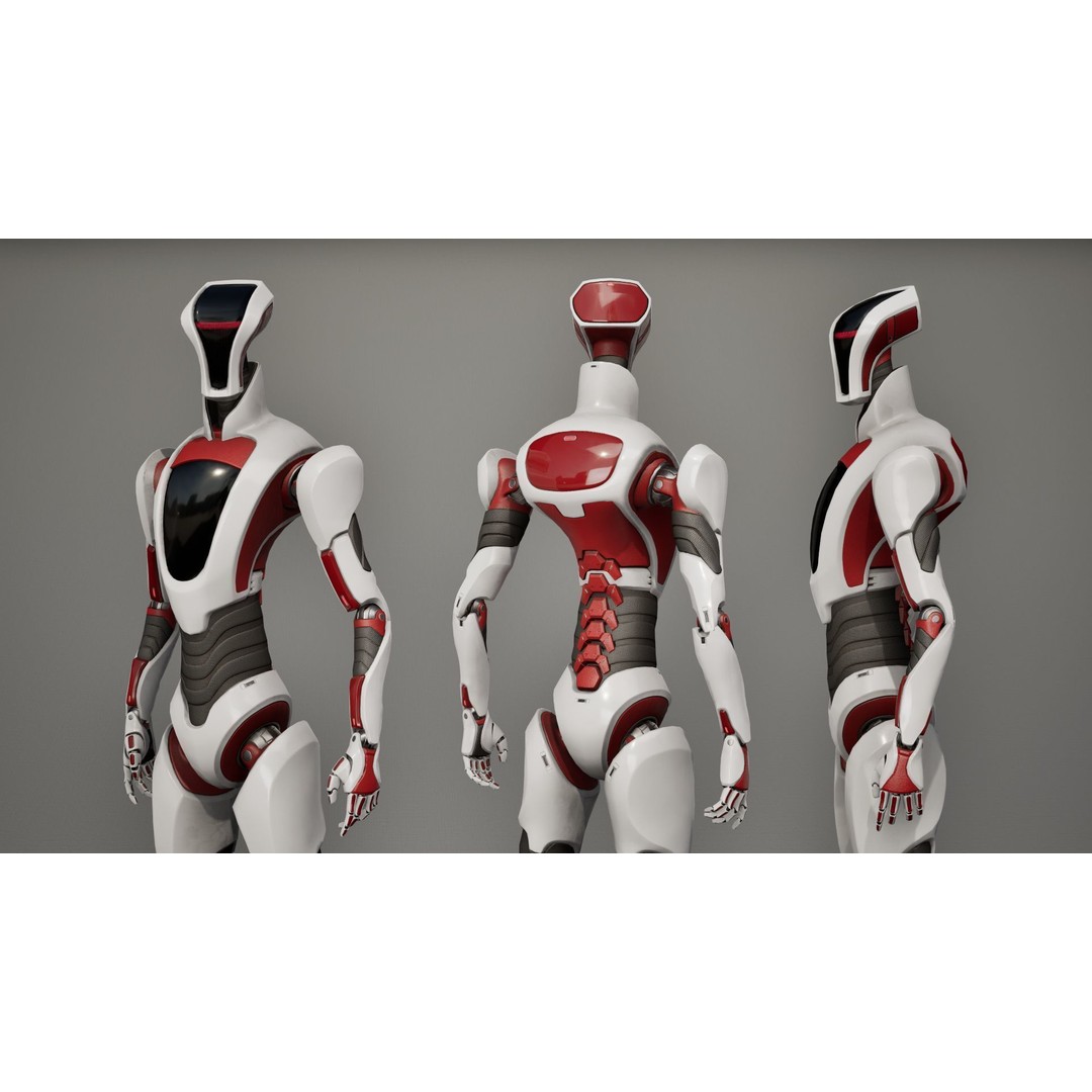 Robot 3D Model – Low Poly Sci-Fi Character, Rigged & PBR - View 12