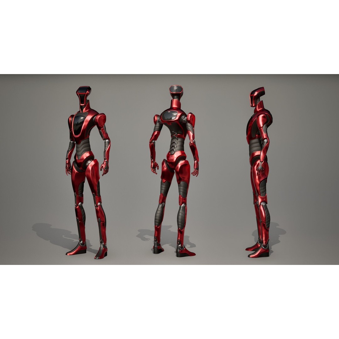 Robot 3D Model – Low Poly Sci-Fi Character, Rigged & PBR - View 17