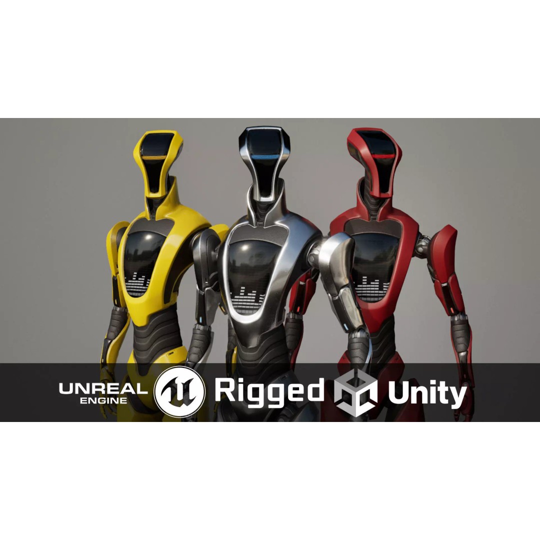 Robot 3D Model – Low Poly Sci-Fi Character, Rigged & PBR - View 2