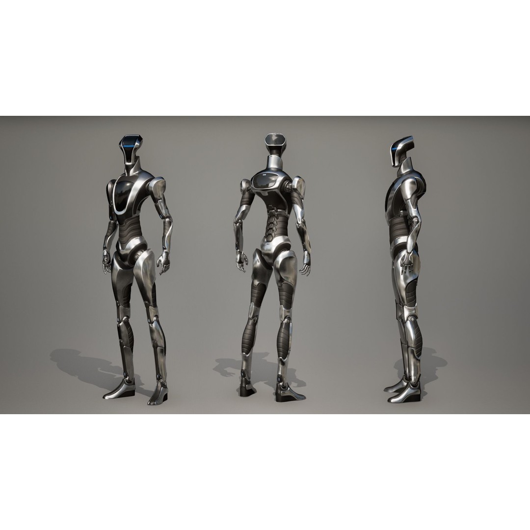 Robot 3D Model – Low Poly Sci-Fi Character, Rigged & PBR - View 4