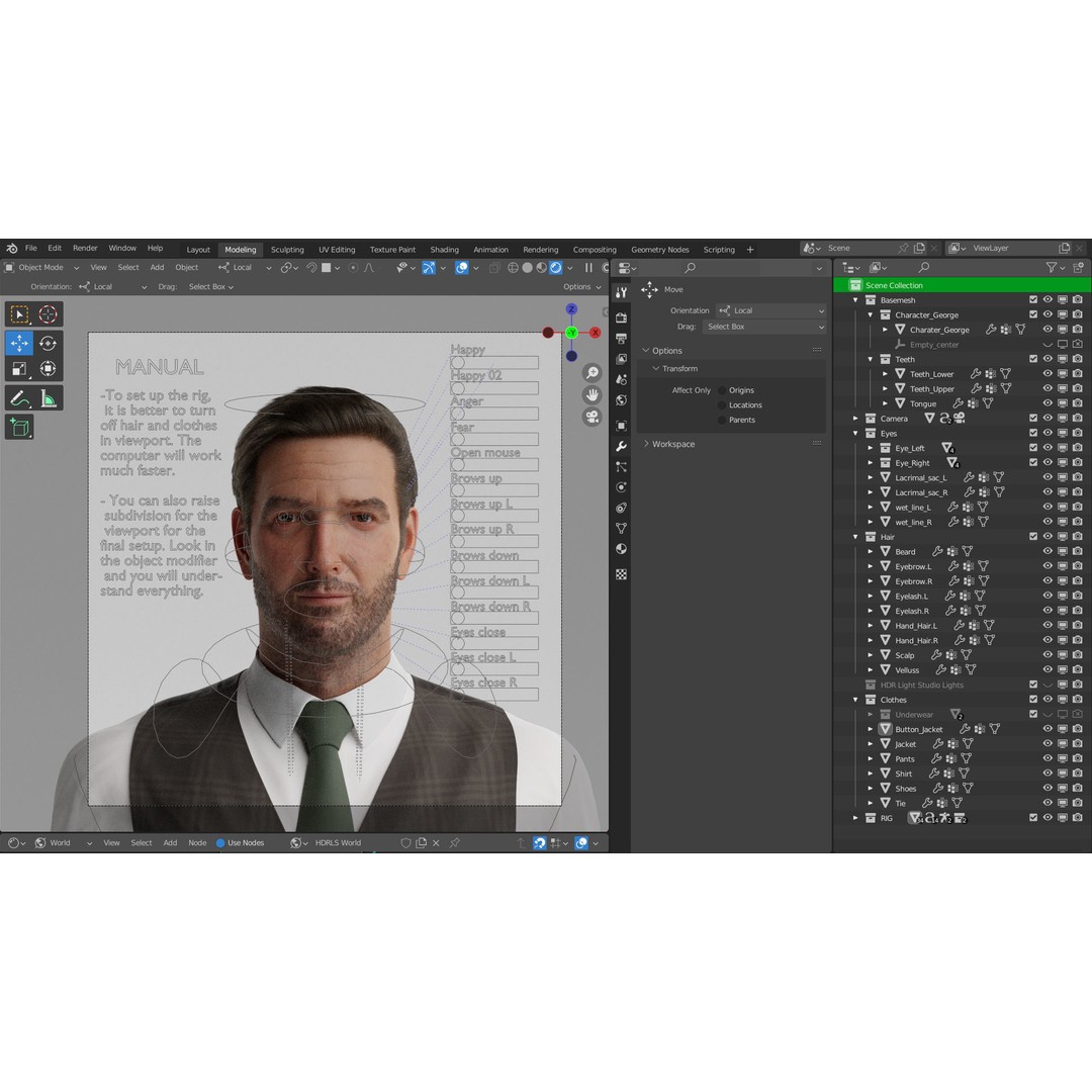 George 3D Model – Highly Photorealistic Rigged Character for Animation