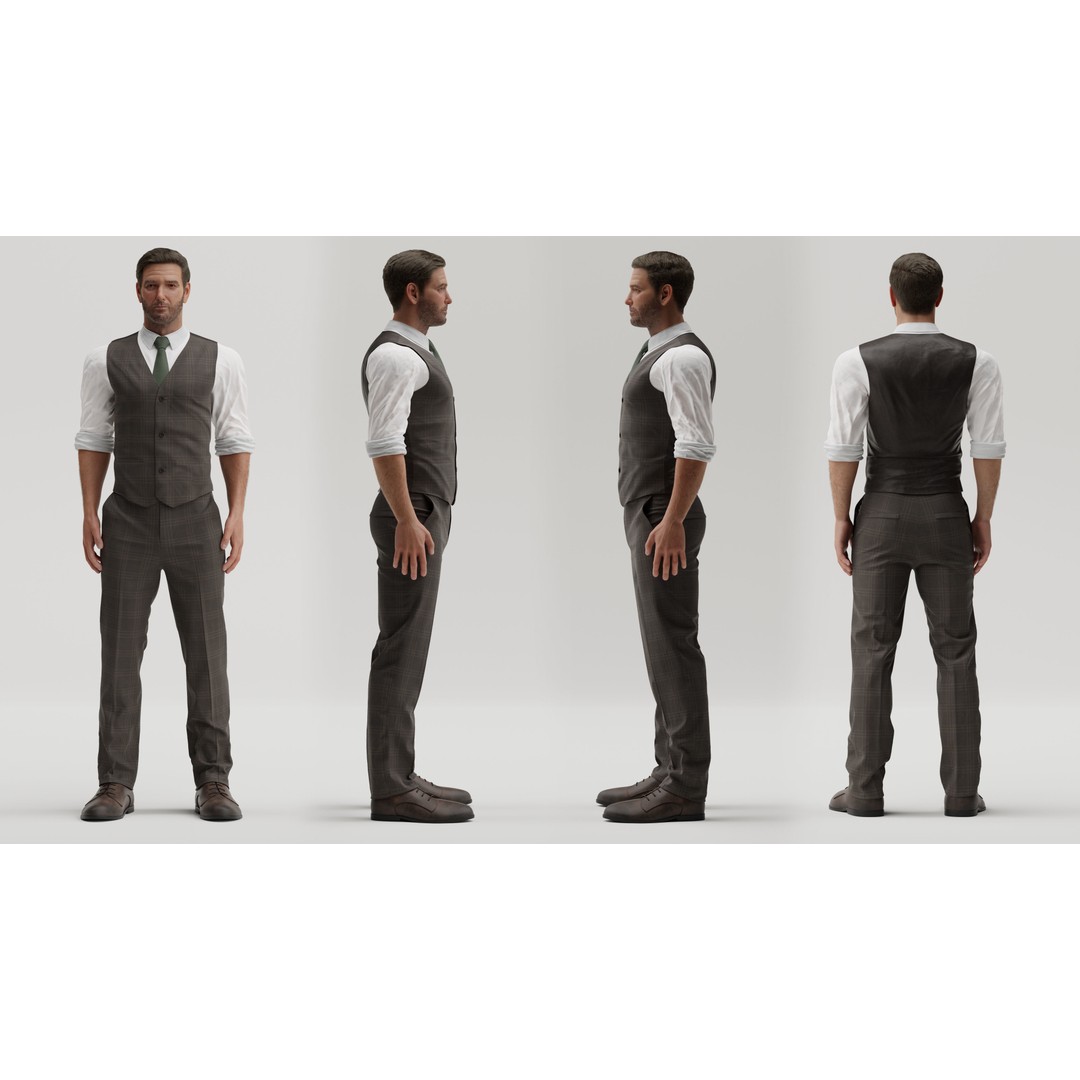 George 3D Model – Highly Photorealistic Rigged Character for Animation - View 11