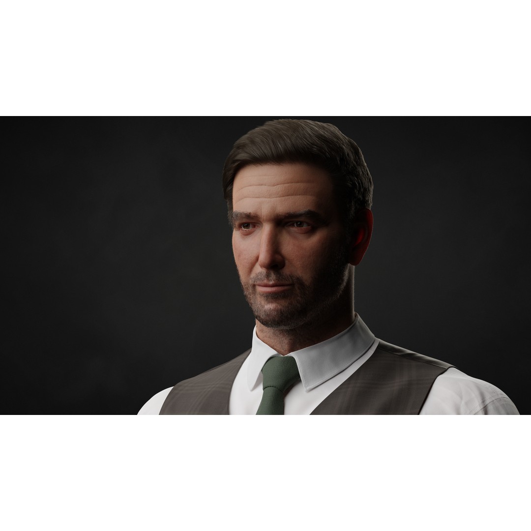 George 3D Model – Highly Photorealistic Rigged Character for Animation - View 4