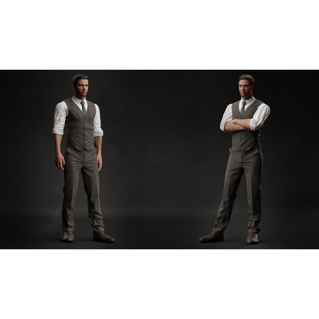George 3D Model – Highly Photorealistic Rigged Character for Animation - View 5