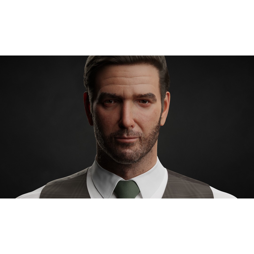 George 3D Model – Highly Photorealistic Rigged Character for Animation - View 6