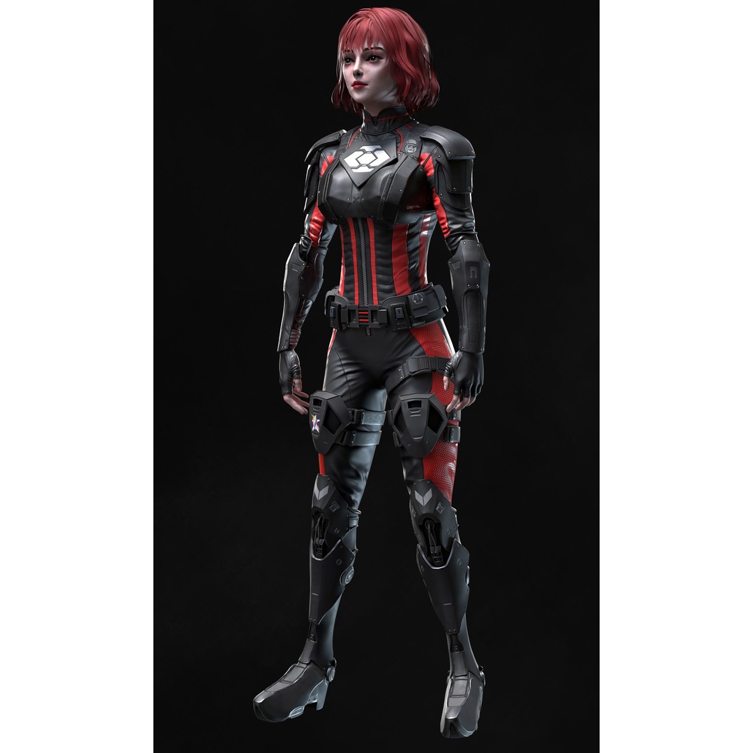 Sci-Fi Girl 2 3D Model – Low Poly Game-Ready Character, FBX - View 10