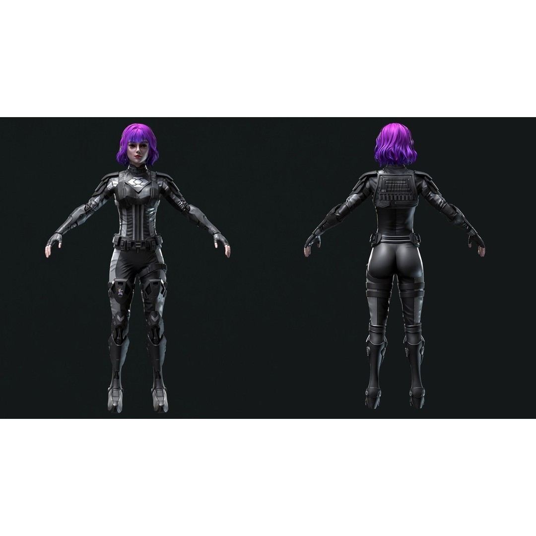 Sci-Fi Girl 2 3D Model – Low Poly Game-Ready Character, FBX - View 11
