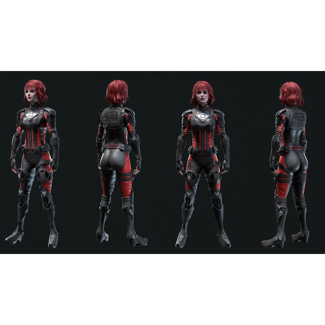 Sci-Fi Girl 2 3D Model – Low Poly Game-Ready Character, FBX - View 12
