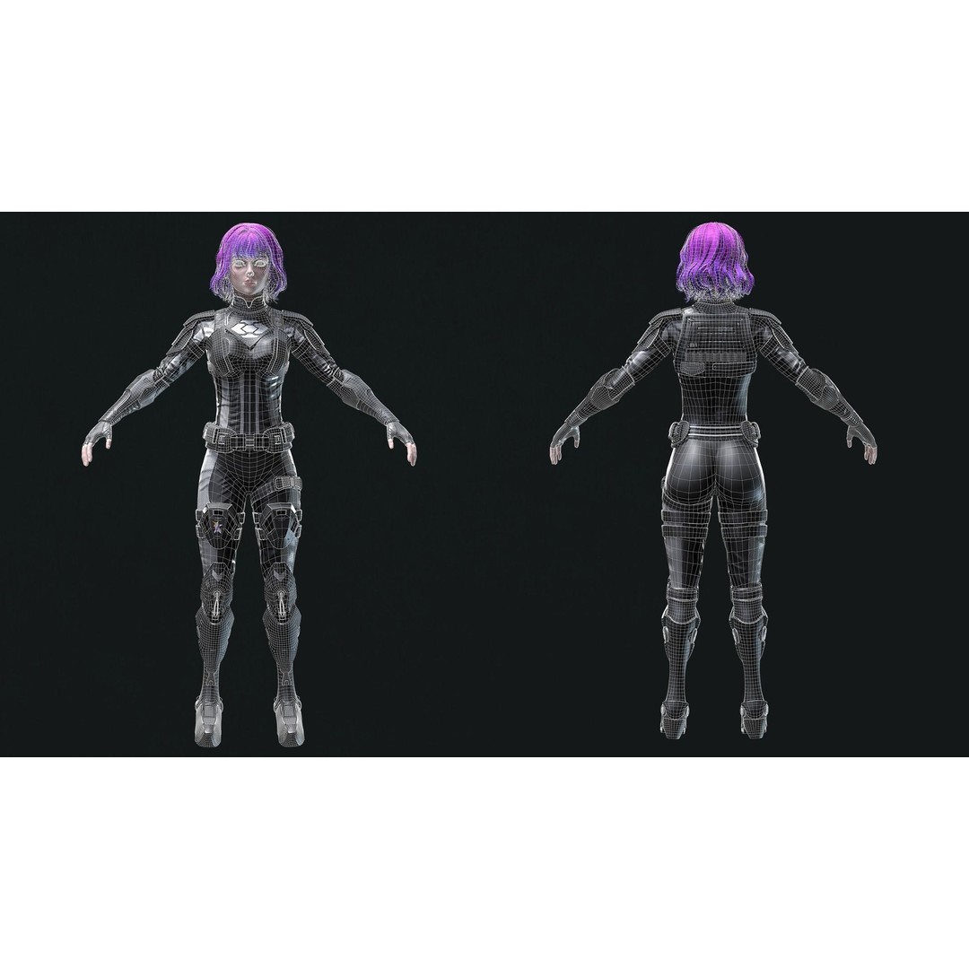 Sci-Fi Girl 2 3D Model – Low Poly Game-Ready Character, FBX - View 13
