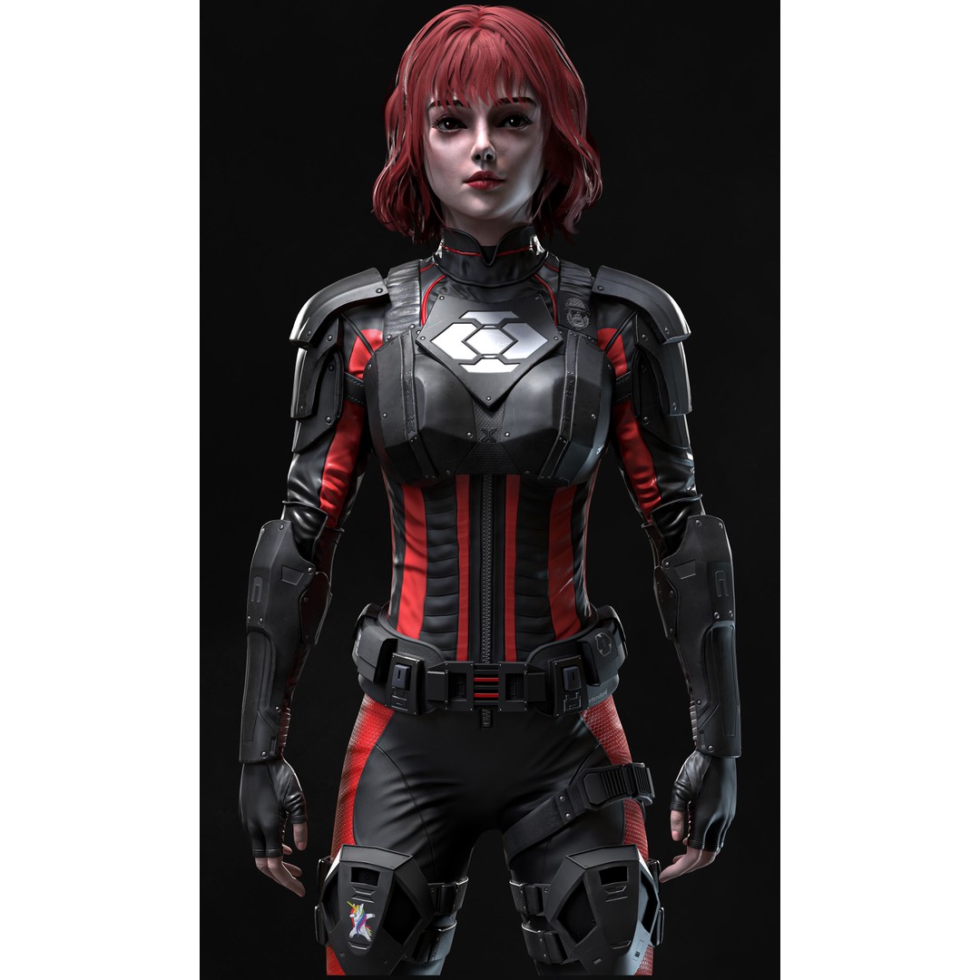 Sci-Fi Girl 2 3D Model – Low Poly Game-Ready Character, FBX - View 5