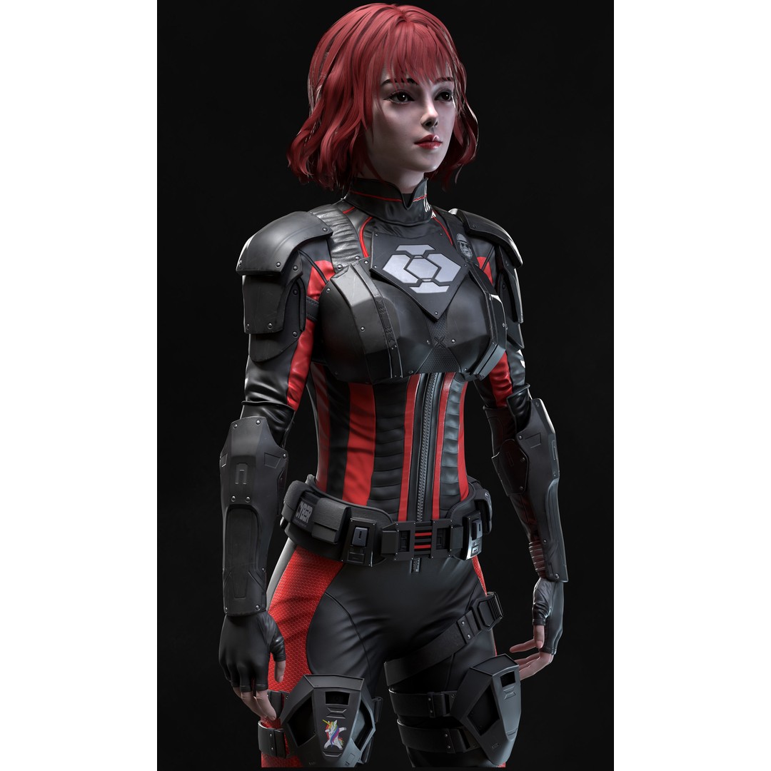 Sci-Fi Girl 2 3D Model – Low Poly Game-Ready Character, FBX - View 6
