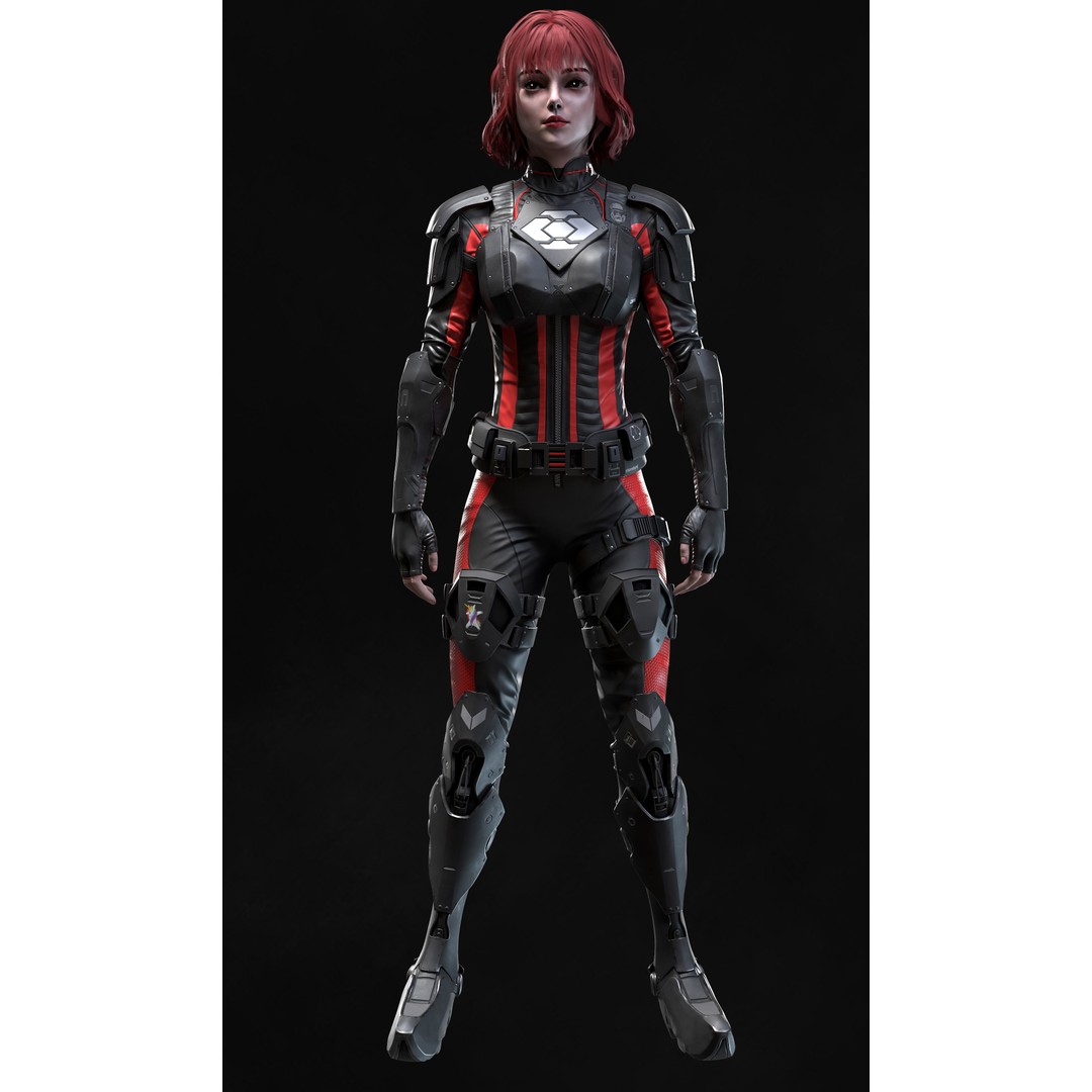 Sci-Fi Girl 2 3D Model – Low Poly Game-Ready Character, FBX - View 7