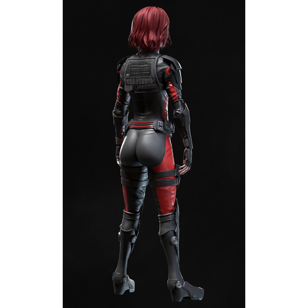 Sci-Fi Girl 2 3D Model – Low Poly Game-Ready Character, FBX - View 8
