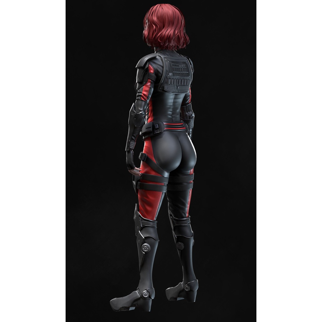 Sci-Fi Girl 2 3D Model – Low Poly Game-Ready Character, FBX - View 9