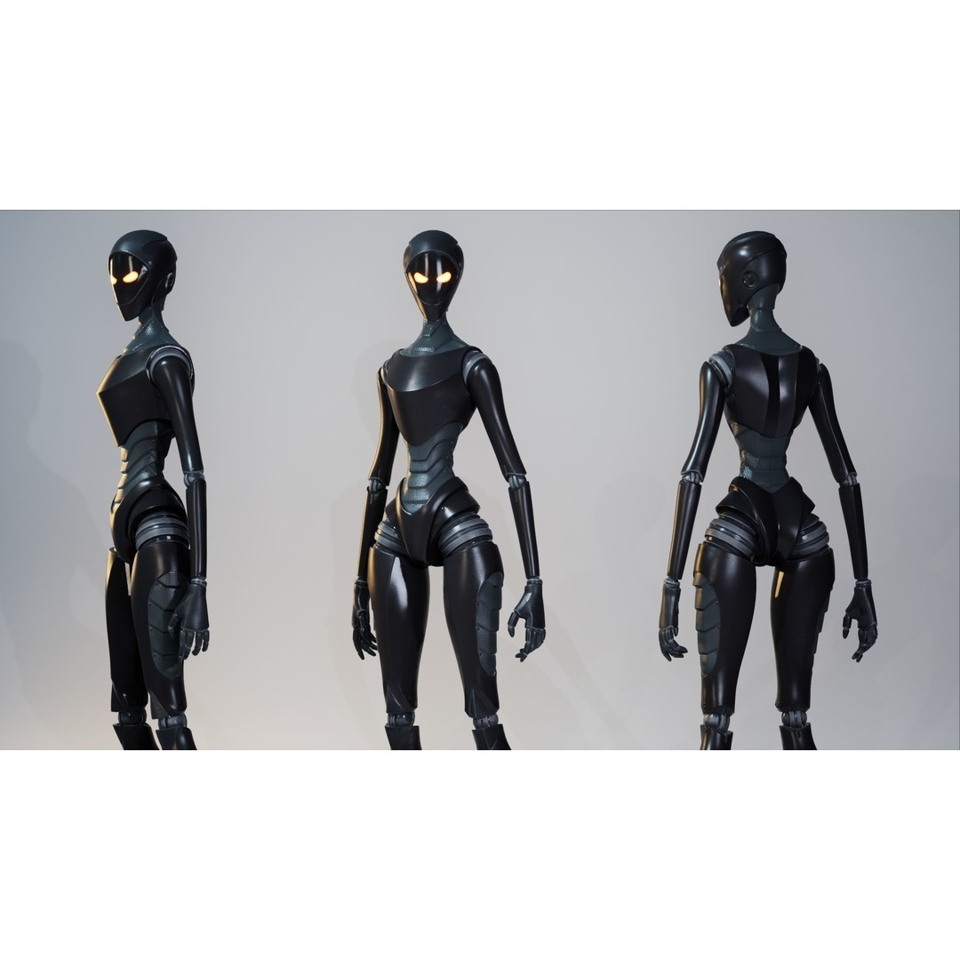 Robot 3D Model – Low Poly Sci-Fi Character, Rigged for Unreal Engine - View 11