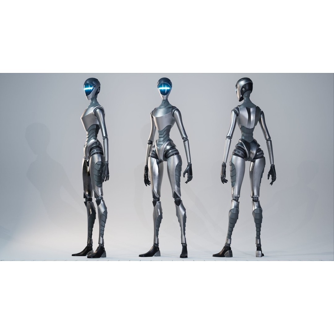 Robot 3D Model – Low Poly Sci-Fi Character, Rigged for Unreal Engine - View 12