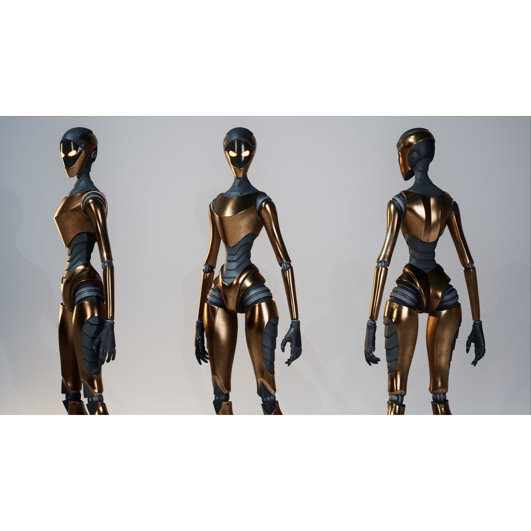 Robot 3D Model – Low Poly Sci-Fi Character, Rigged for Unreal Engine - View 13