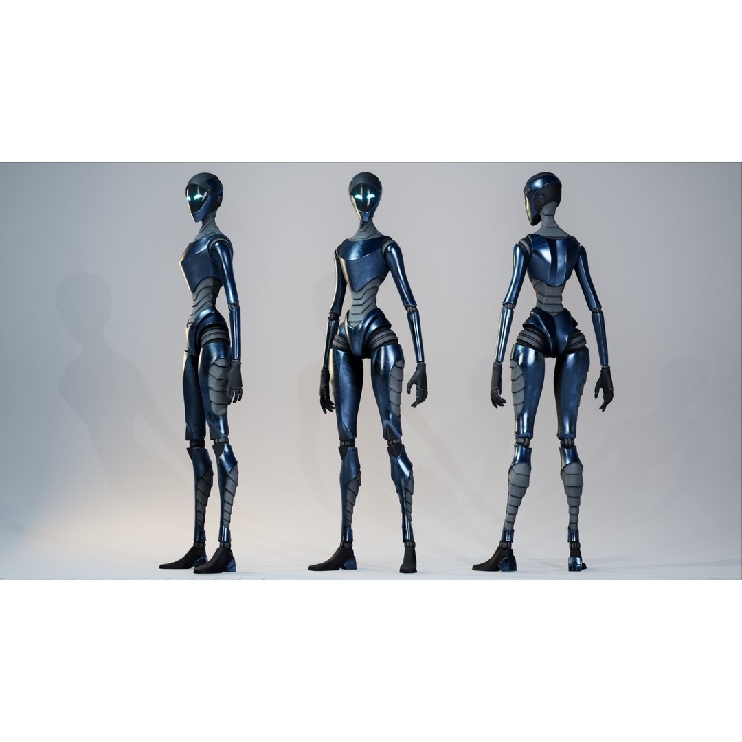 Robot 3D Model – Low Poly Sci-Fi Character, Rigged for Unreal Engine - View 14