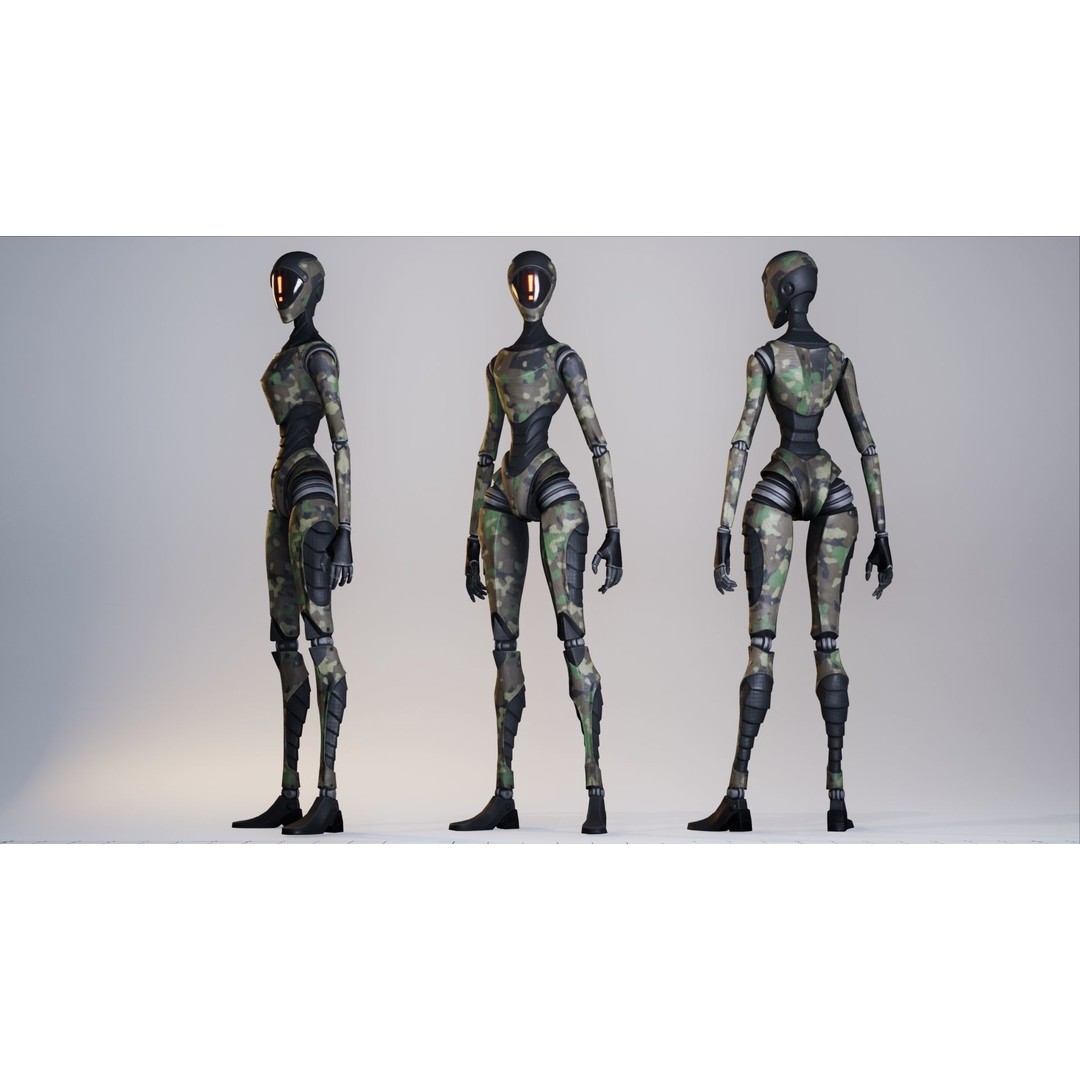 Robot 3D Model – Low Poly Sci-Fi Character, Rigged for Unreal Engine - View 17