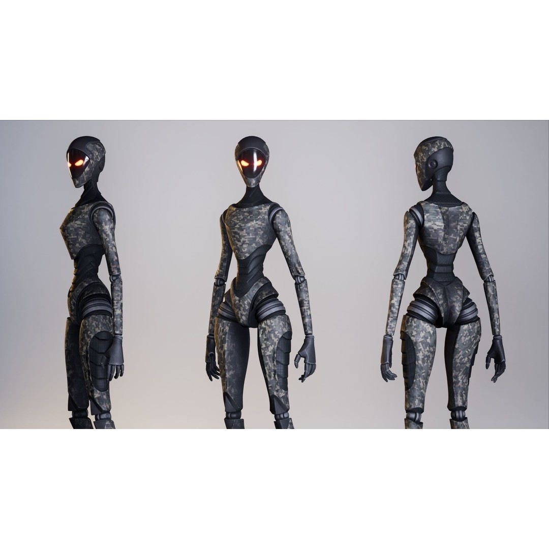 Robot 3D Model – Low Poly Sci-Fi Character, Rigged for Unreal Engine - View 19
