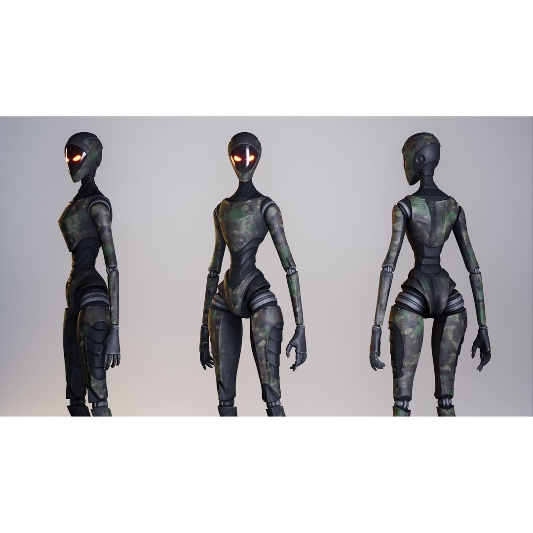 Robot 3D Model – Low Poly Sci-Fi Character, Rigged for Unreal Engine - View 20