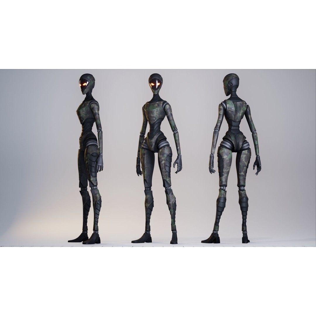 Robot 3D Model – Low Poly Sci-Fi Character, Rigged for Unreal Engine - View 21