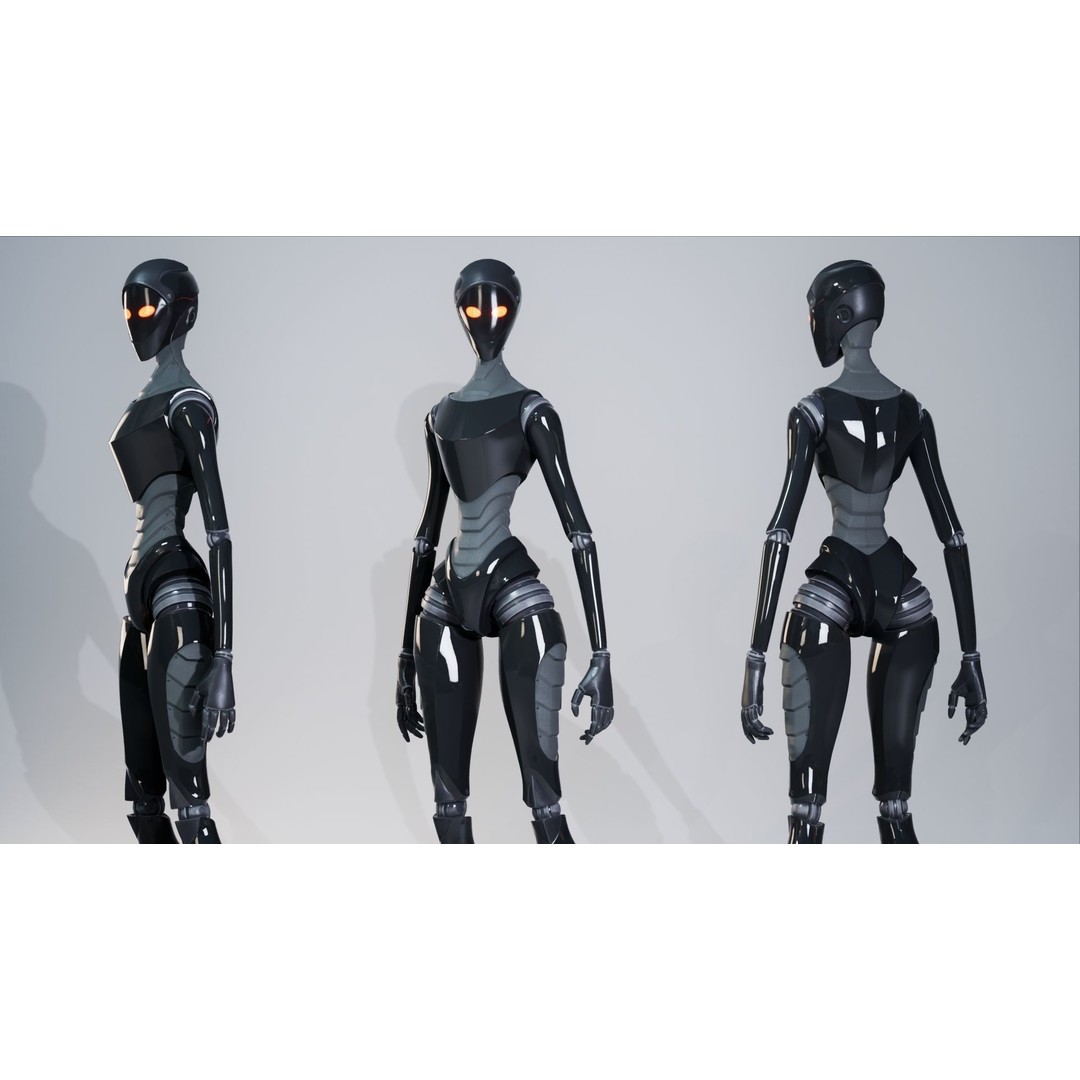 Robot 3D Model – Low Poly Sci-Fi Character, Rigged for Unreal Engine - View 3