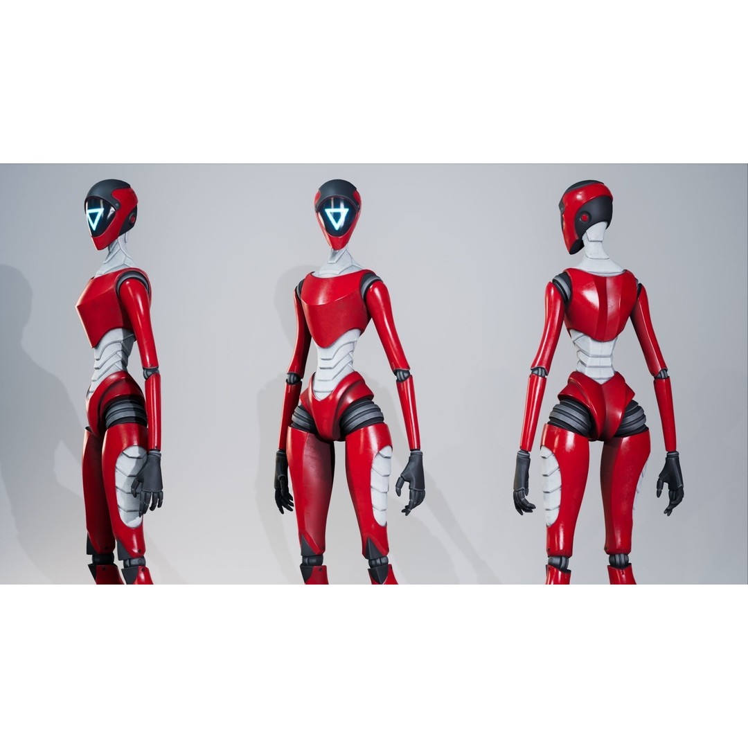 Robot 3D Model – Low Poly Sci-Fi Character, Rigged for Unreal Engine - View 4