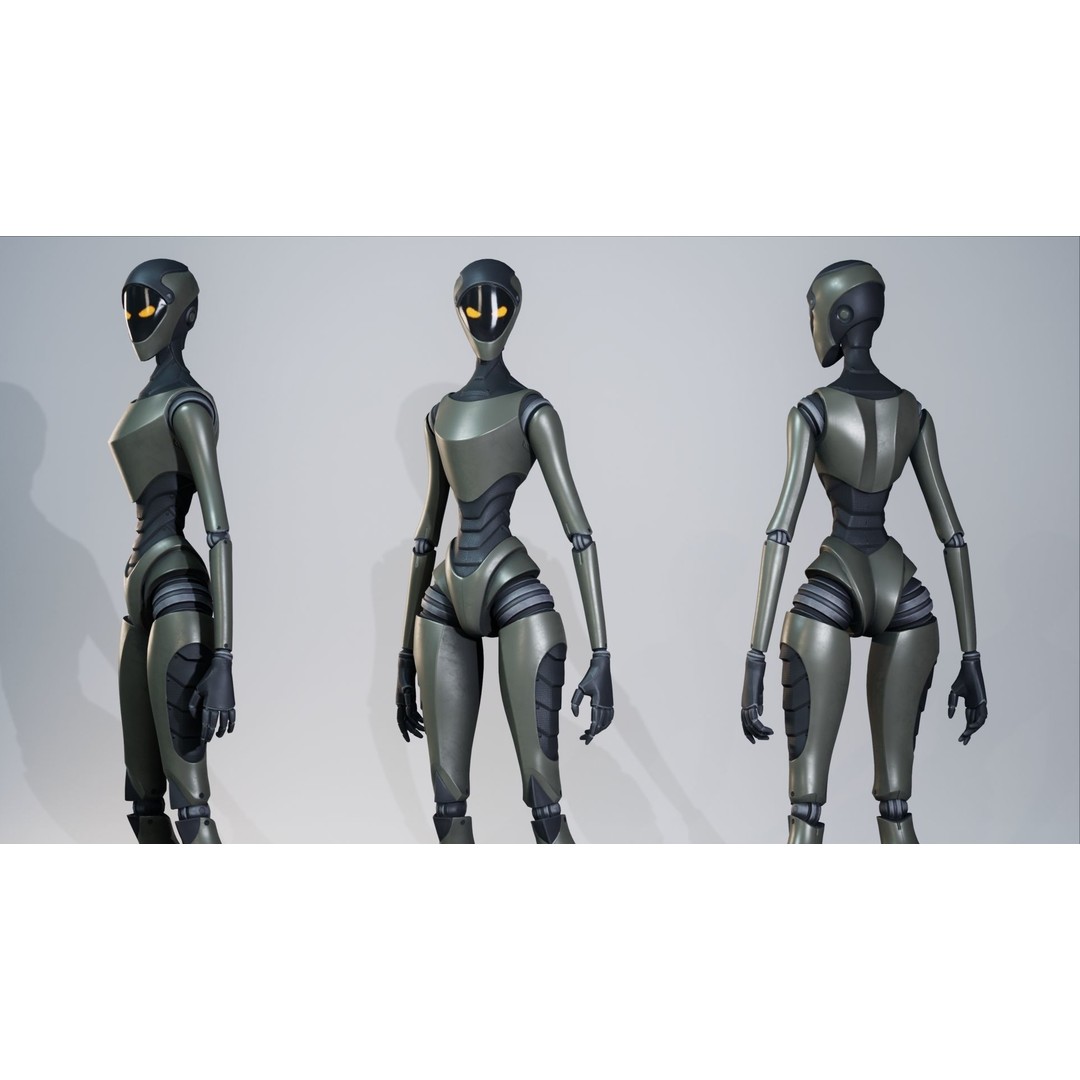 Robot 3D Model – Low Poly Sci-Fi Character, Rigged for Unreal Engine - View 6