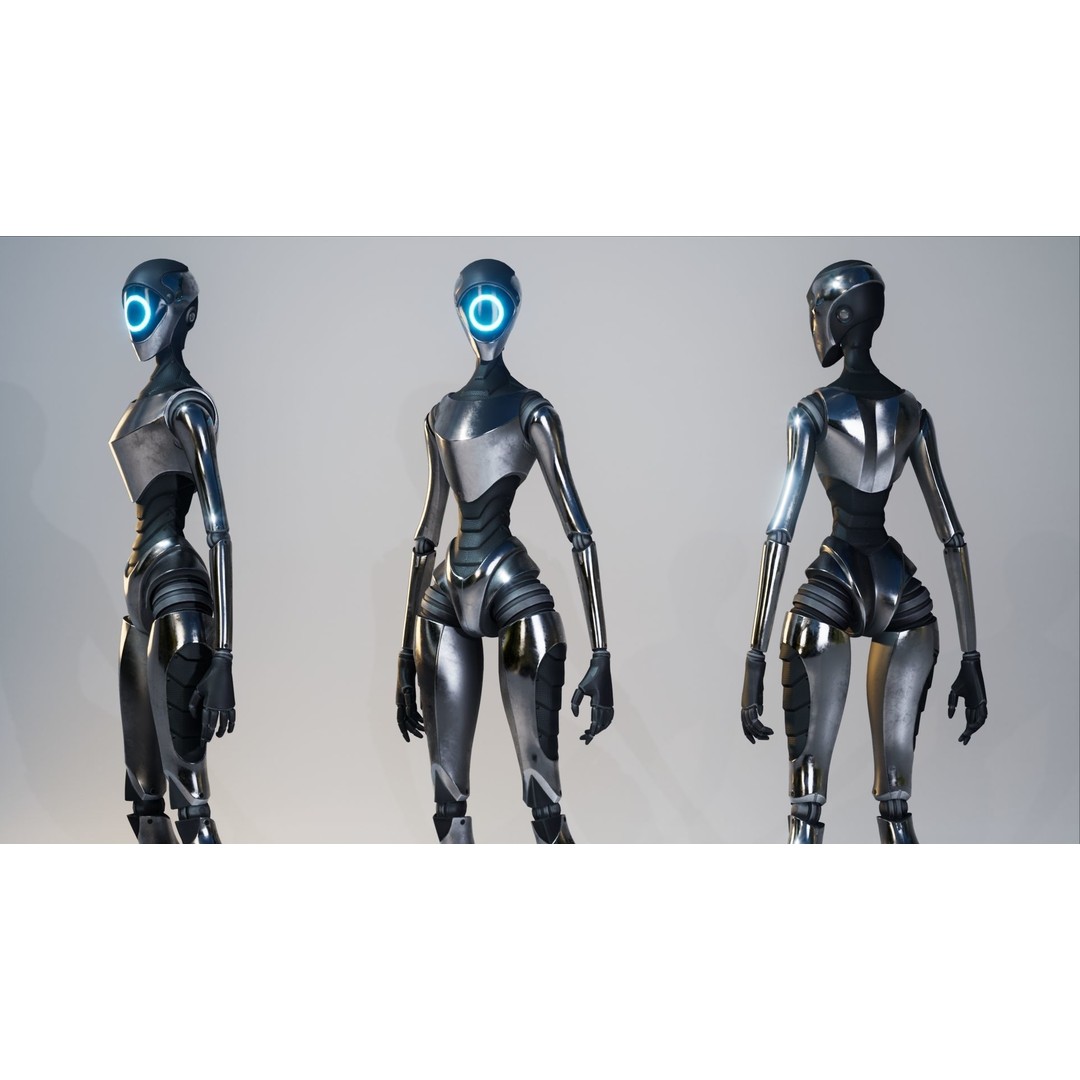 Robot 3D Model – Low Poly Sci-Fi Character, Rigged for Unreal Engine - View 7