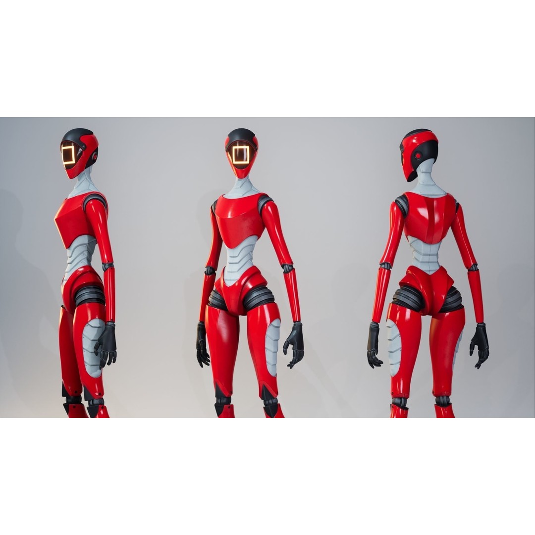 Robot 3D Model – Low Poly Sci-Fi Character, Rigged for Unreal Engine - View 9