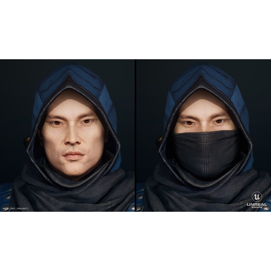 Ninja Samurai 3D Model – Low Poly Rigged Character, FBX, PBR