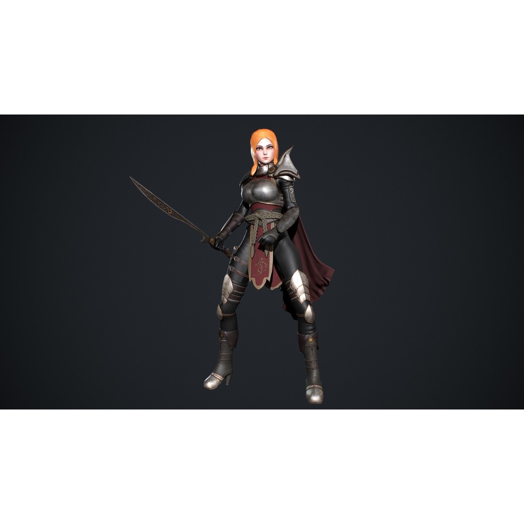 Fantasy Girl 3D Model – Low Poly Rigged Character for Games - View 10