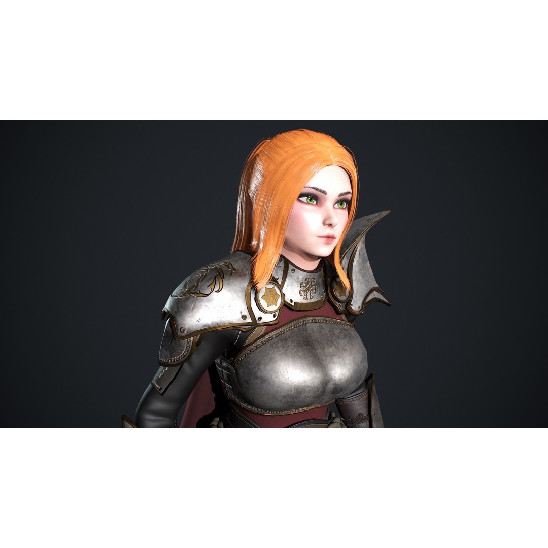 Fantasy Girl 3D Model – Low Poly Rigged Character for Games - View 11