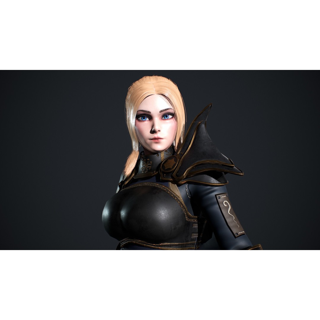 Fantasy Girl 3D Model – Low Poly Rigged Character for Games - View 13